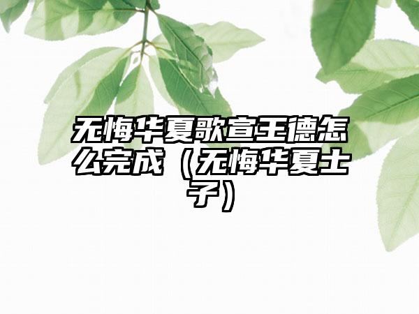 无悔华夏歌宣王德怎么完成（无悔华夏士子）