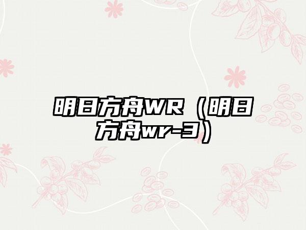 明日方舟WR（明日方舟wr-3）
