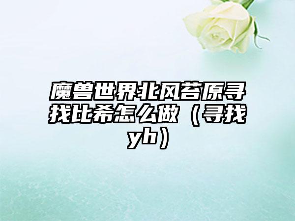 魔兽世界北风苔原寻找比希怎么做（寻找yh）