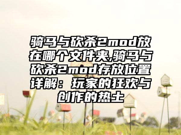 骑马与砍杀2mod放在哪个文件夹,骑马与砍杀2mod存放位置详解：玩家的狂欢与创作的热土
