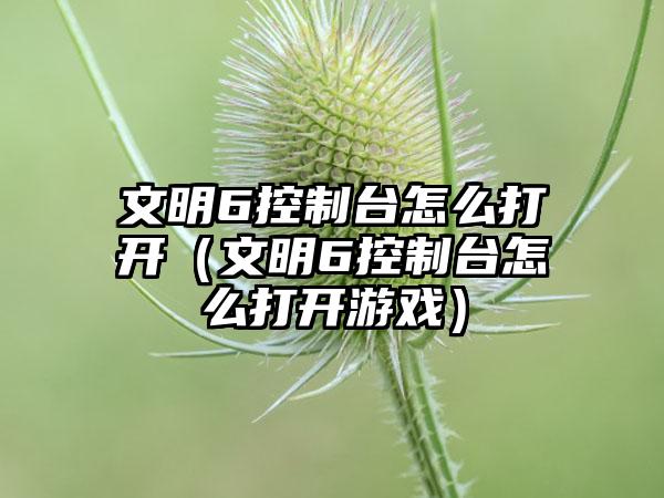 文明6控制台怎么打开（文明6控制台怎么打开游戏）