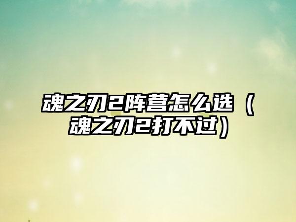 魂之刃2阵营怎么选（魂之刃2打不过）