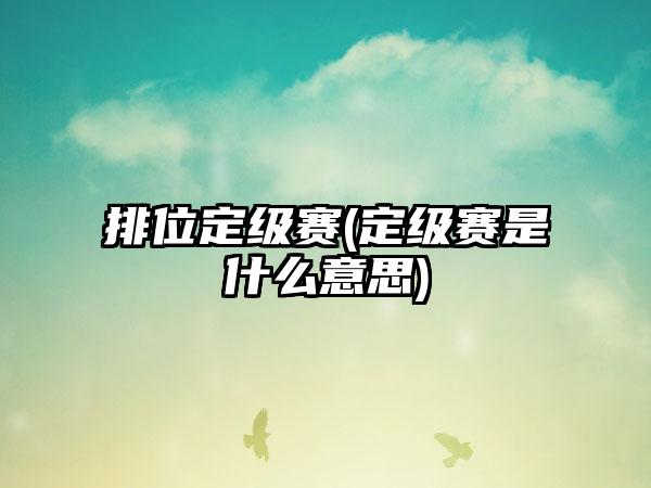 排位定级赛(定级赛是什么意思)