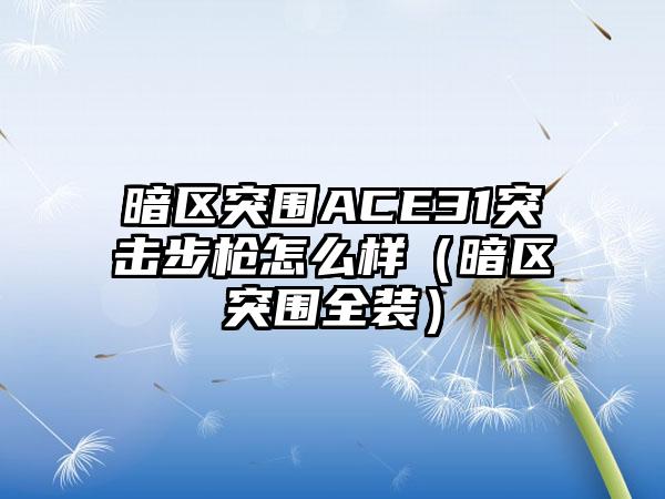 暗区突围ACE31突击步枪怎么样（暗区突围全装）