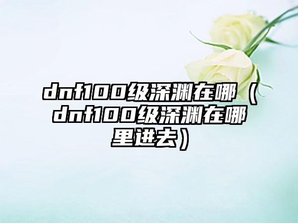 dnf100级深渊在哪（dnf100级深渊在哪里进去）