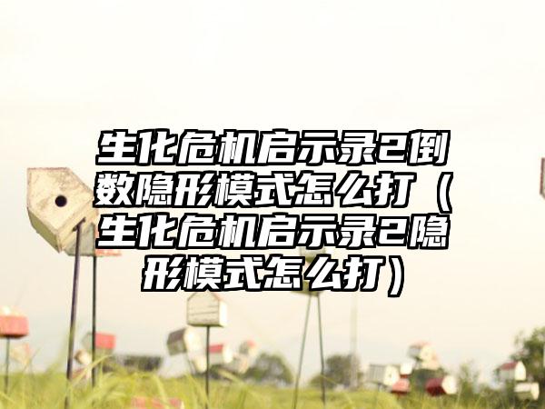 生化危机启示录2倒数隐形模式怎么打（生化危机启示录2隐形模式怎么打）