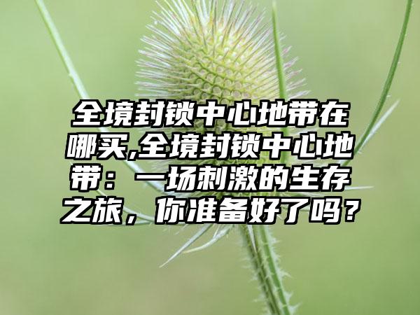 全境封锁中心地带在哪买,全境封锁中心地带：一场刺激的生存之旅，你准备好了吗？