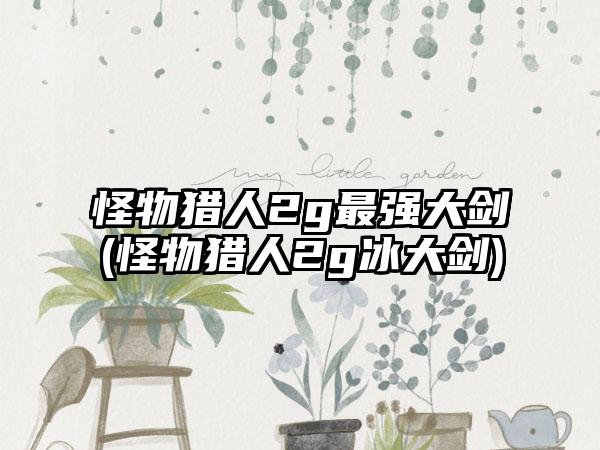 怪物猎人2g最强大剑(怪物猎人2g冰大剑)