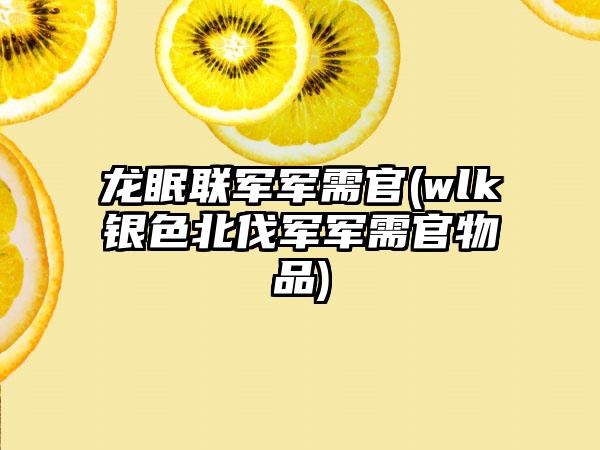 龙眠联军军需官(wlk银色北伐军军需官物品)