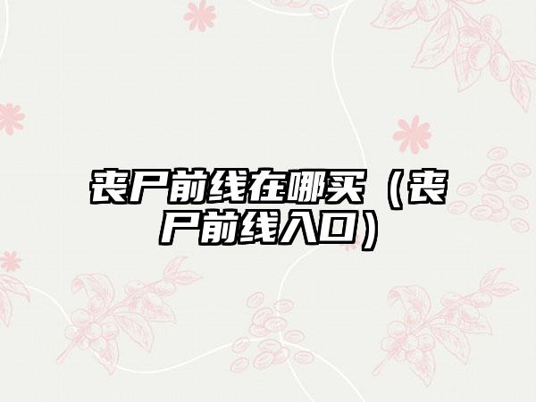 丧尸前线在哪买（丧尸前线入口）
