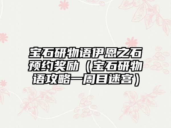 宝石研物语伊恩之石预约奖励（宝石研物语攻略一周目迷宫）