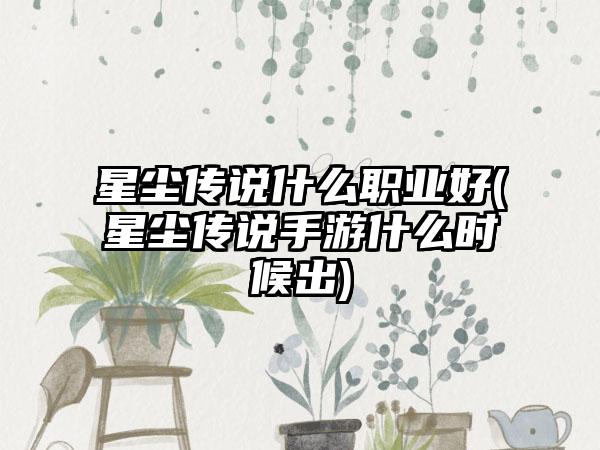 星尘传说什么职业好(星尘传说手游什么时候出)