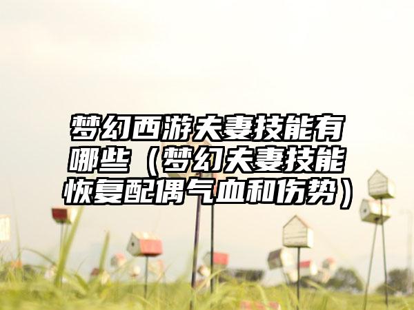 梦幻西游夫妻技能有哪些（梦幻夫妻技能恢复配偶气血和伤势）