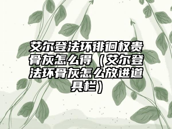 艾尔登法环徘徊权贵骨灰怎么得（艾尔登法环骨灰怎么放进道具栏）
