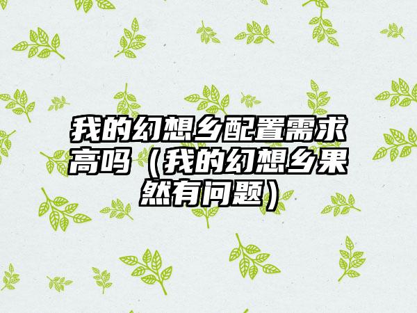 我的幻想乡配置需求高吗（我的幻想乡果然有问题）