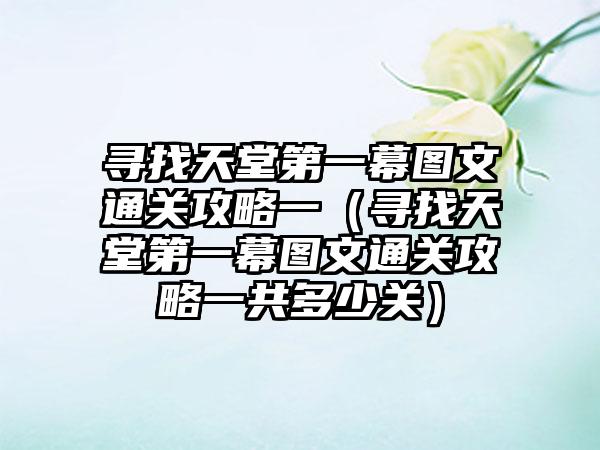 寻找天堂第一幕图文通关攻略一（寻找天堂第一幕图文通关攻略一共多少关）