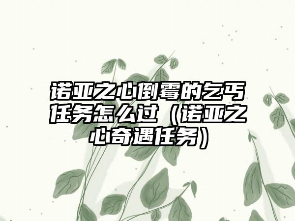 诺亚之心倒霉的乞丐任务怎么过（诺亚之心奇遇任务）