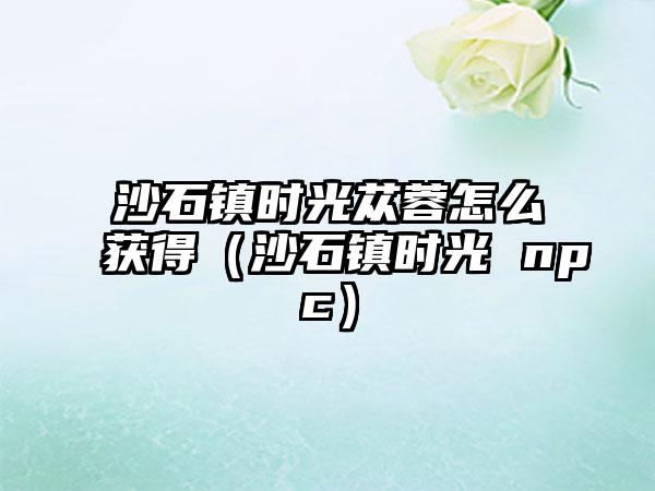 沙石镇时光苁蓉怎么获得（沙石镇时光 npc）