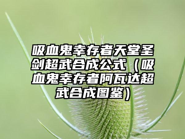 吸血鬼幸存者天堂圣剑超武合成公式（吸血鬼幸存者阿瓦达超武合成图鉴）