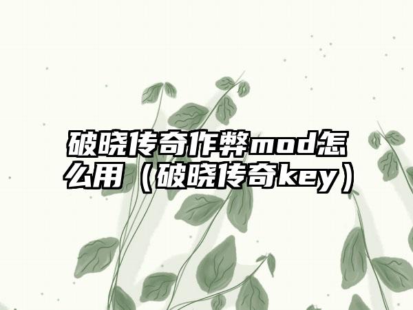 破晓传奇作弊mod怎么用（破晓传奇key）