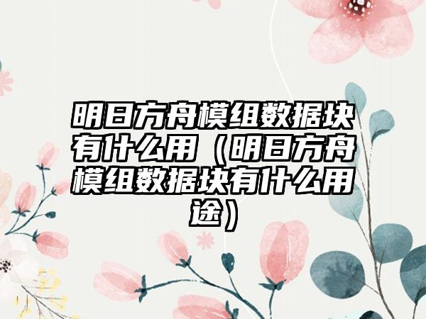 明日方舟模组数据块有什么用（明日方舟模组数据块有什么用途）