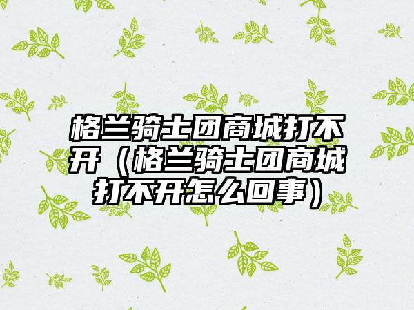 格兰骑士团商城打不开（格兰骑士团商城打不开怎么回事）