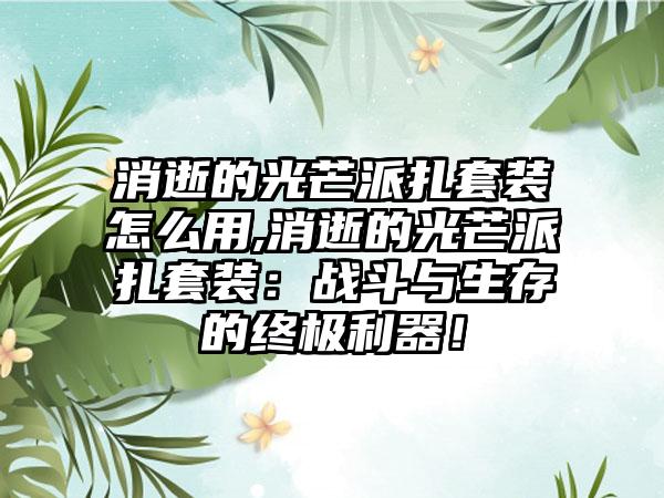 消逝的光芒派扎套装怎么用,消逝的光芒派扎套装：战斗与生存的终极利器！
