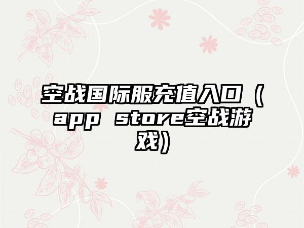 空战国际服充值入口（app store空战游戏）