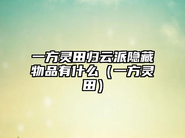 一方灵田归云派隐藏物品有什么（一方灵田）
