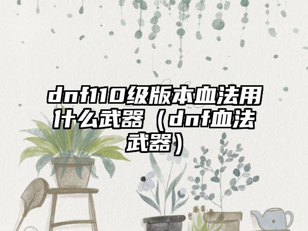 dnf110级版本血法用什么武器（dnf血法武器）