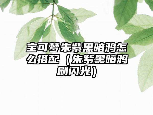 宝可梦朱紫黑暗鸦怎么搭配（朱紫黑暗鸦刷闪光）