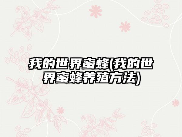 我的世界蜜蜂(我的世界蜜蜂养殖方法)