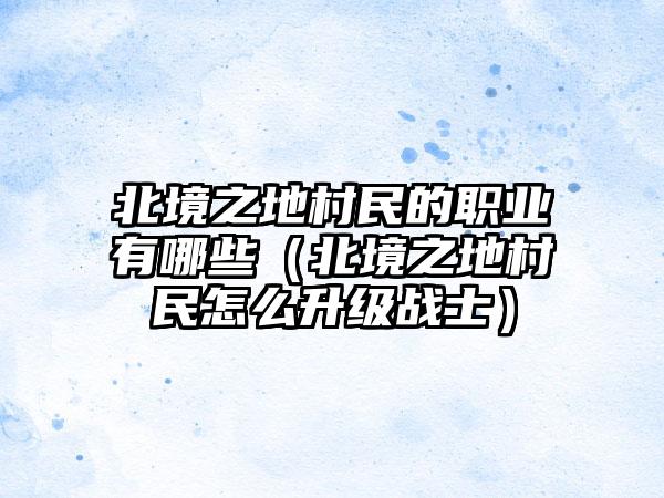 北境之地村民的职业有哪些（北境之地村民怎么升级战士）