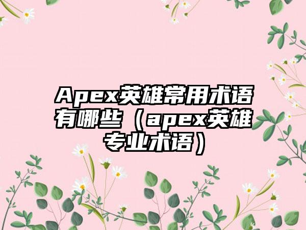 Apex英雄常用术语有哪些（apex英雄专业术语）