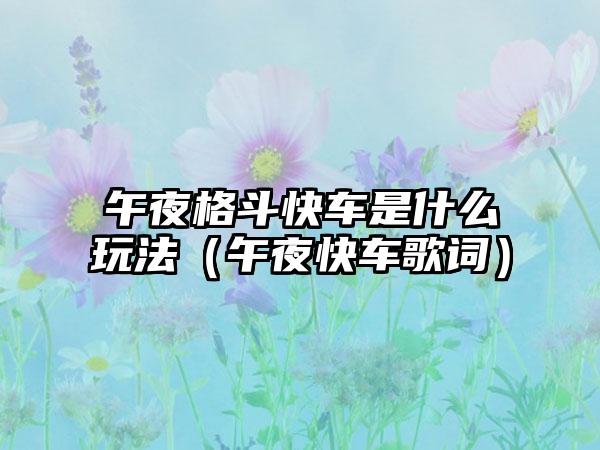 午夜格斗快车是什么玩法（午夜快车歌词）