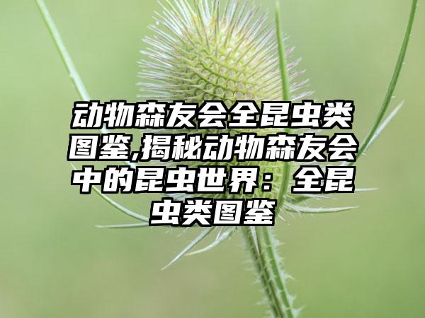 动物森友会全昆虫类图鉴,揭秘动物森友会中的昆虫世界：全昆虫类图鉴