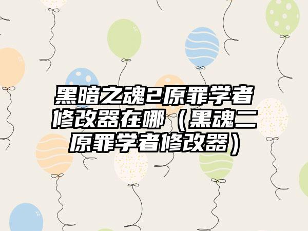 黑暗之魂2原罪学者修改器在哪（黑魂二原罪学者修改器）