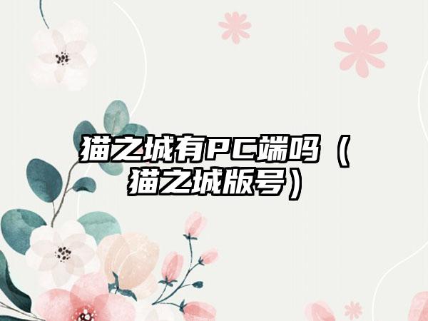 猫之城有PC端吗（猫之城版号）