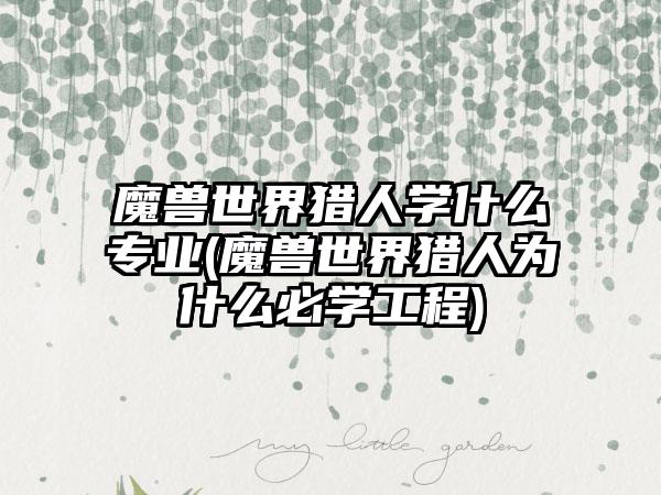 魔兽世界猎人学什么专业(魔兽世界猎人为什么必学工程)