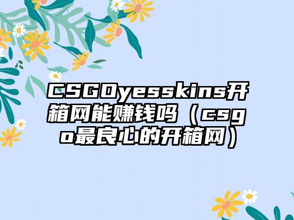 CSGOyesskins开箱网能赚钱吗（csgo最良心的开箱网）