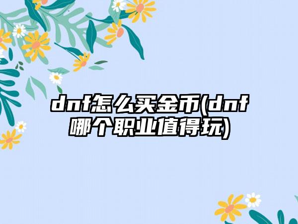dnf怎么买金币(dnf哪个职业值得玩)