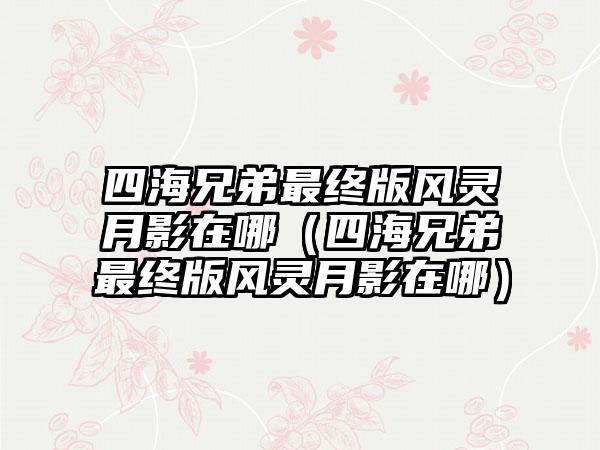 四海兄弟最终版风灵月影在哪（四海兄弟最终版风灵月影在哪）
