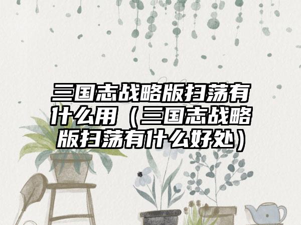 三国志战略版扫荡有什么用（三国志战略版扫荡有什么好处）