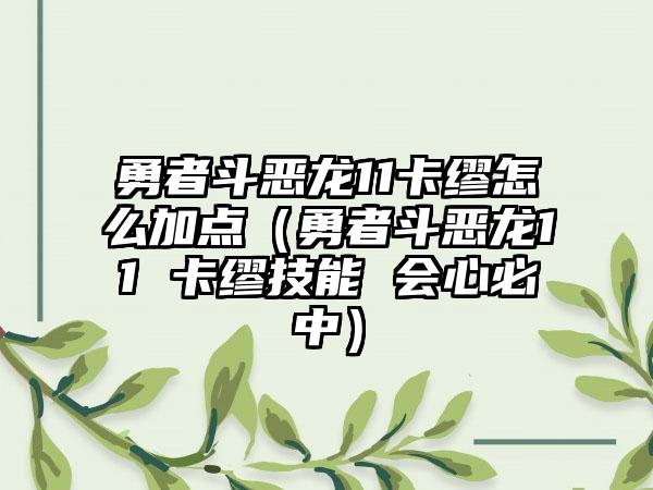 勇者斗恶龙11卡缪怎么加点（勇者斗恶龙11 卡缪技能 会心必中）