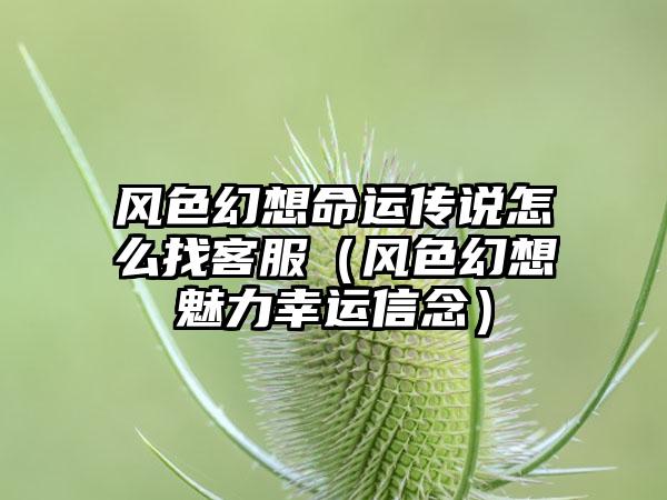 风色幻想命运传说怎么找客服（风色幻想魅力幸运信念）