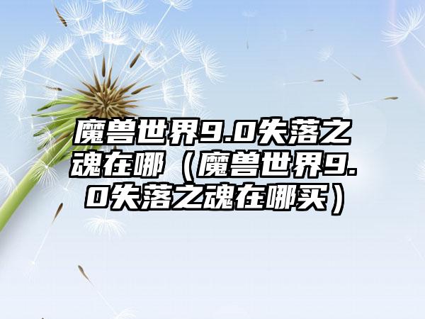 魔兽世界9.0失落之魂在哪（魔兽世界9.0失落之魂在哪买）
