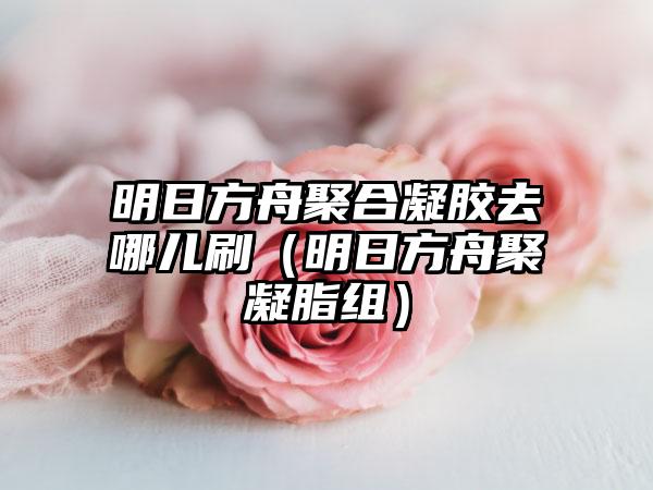 明日方舟聚合凝胶去哪儿刷（明日方舟聚凝脂组）