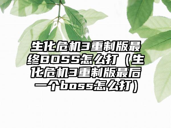 生化危机3重制版最终BOSS怎么打（生化危机3重制版最后一个boss怎么打）
