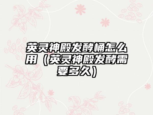 英灵神殿发酵桶怎么用（英灵神殿发酵需要多久）