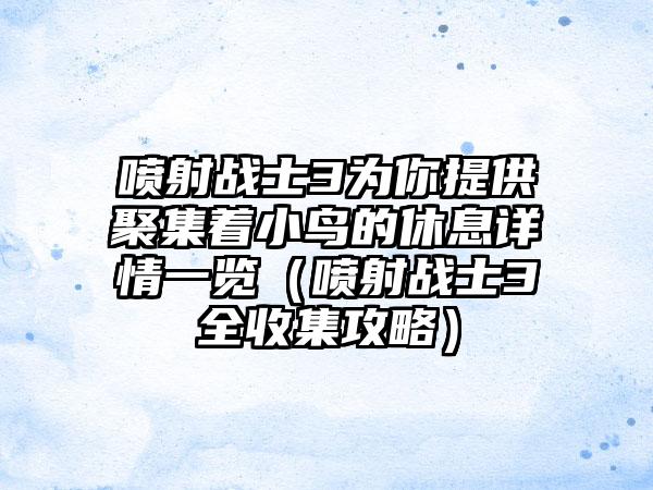 喷射战士3为你提供聚集着小鸟的休息详情一览（喷射战士3全收集攻略）